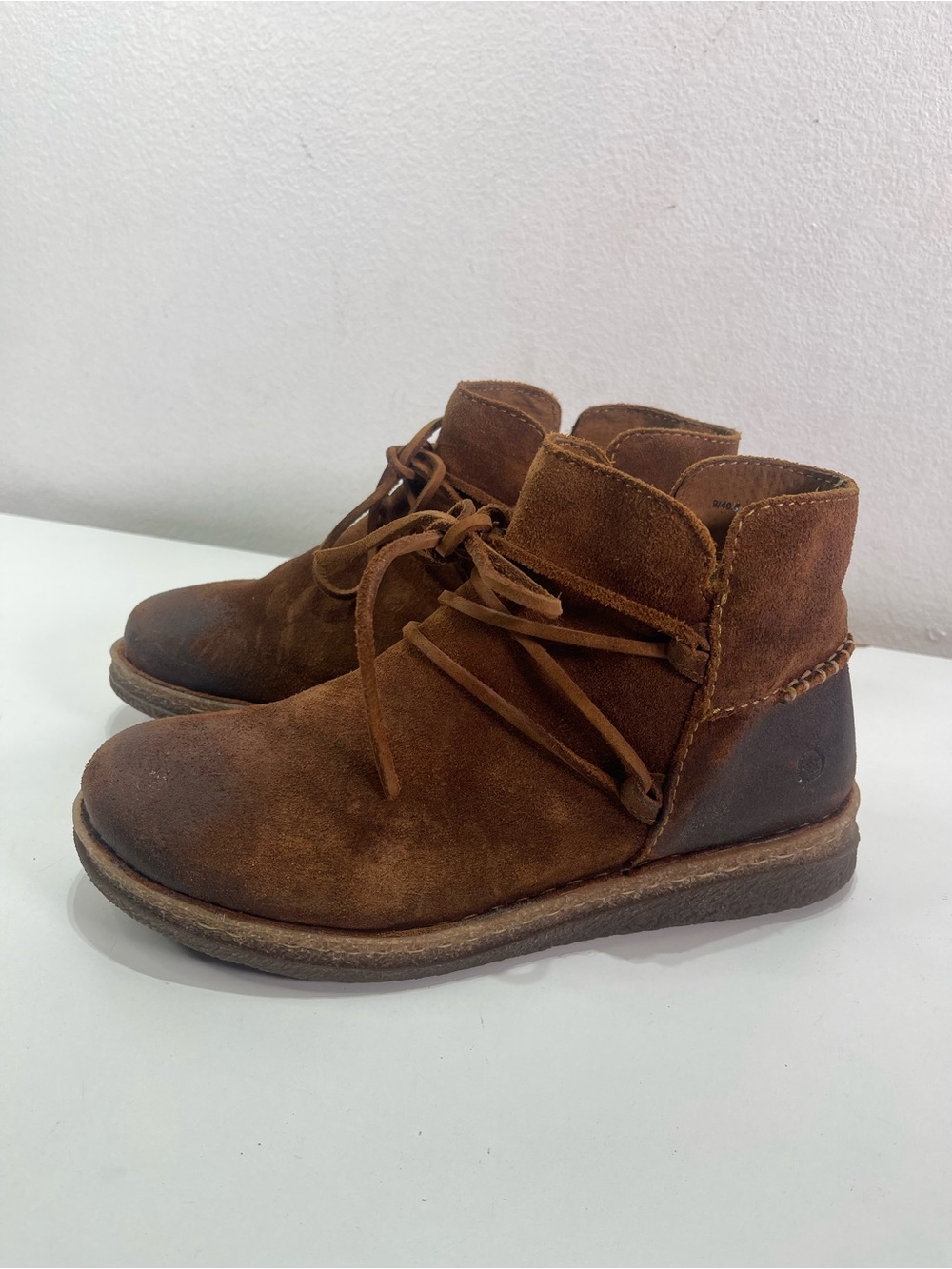 Born Calyn Leather Ankle Boots Brown Ginger Distressed Women's 9 M Boho Earthy